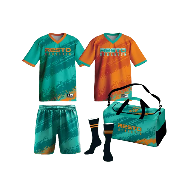 Home and Away Jersey (Short Sleeve, V-neck, Yoked), Shorts, Socks, and Duffle Bag